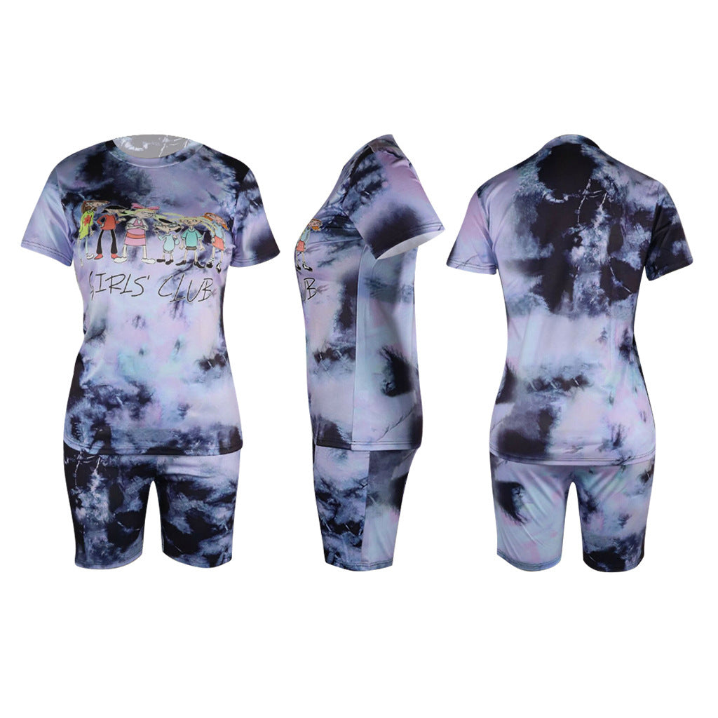 Printed Sports Casual Pants Suit Two-piece Set