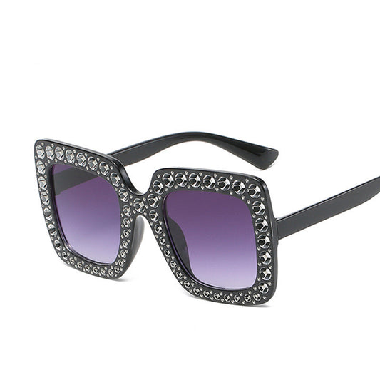 Large Square Frame With Rhinestones Sunglasses