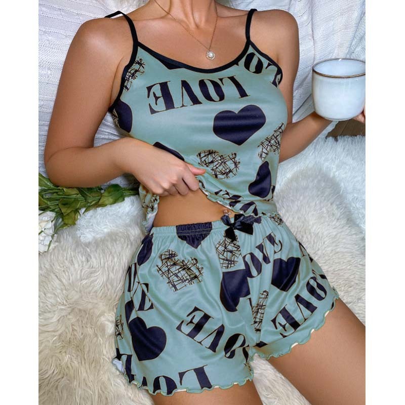 Thin Homewear Sexy Slip Dress Cartoon Cute Print