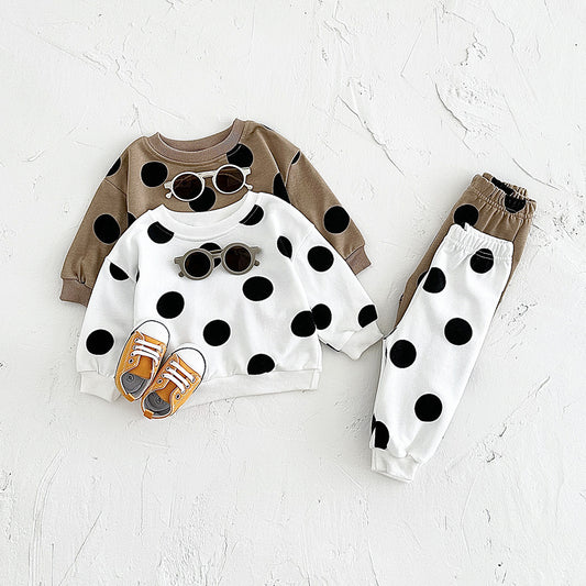 Children's Polka Dot Printed Sweater Suit