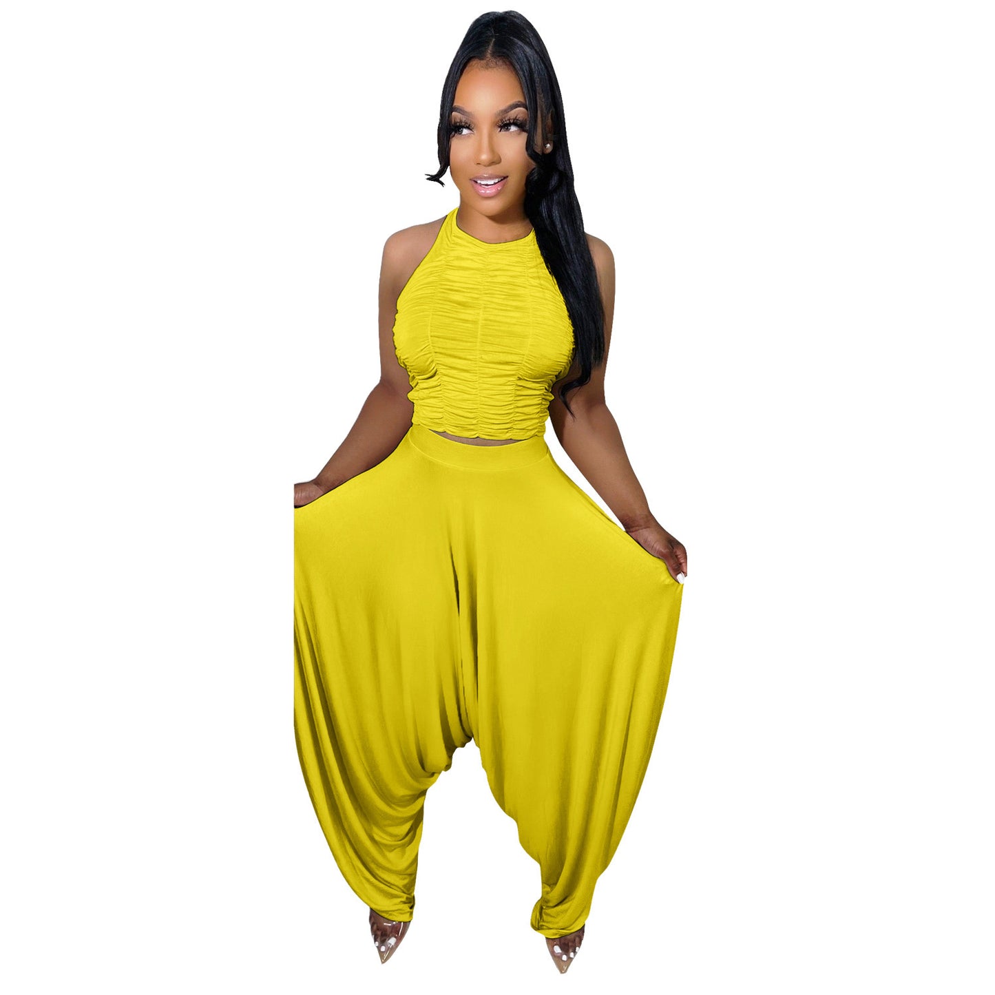 Sleeveless Loose Women's Wear Wide Leg Pants Two-piece Suit