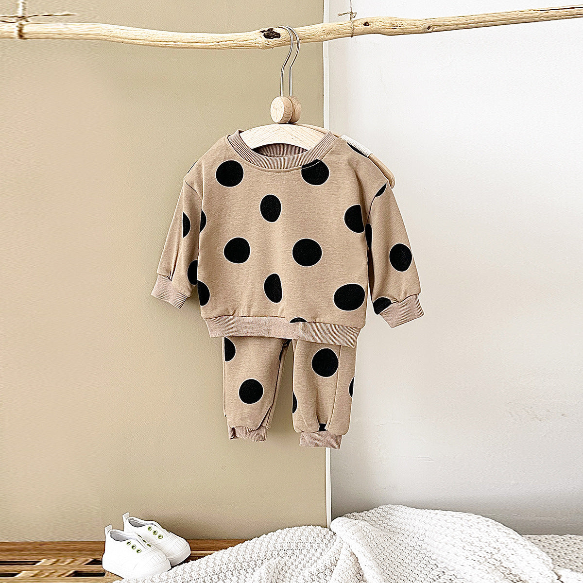 Children's Polka Dot Printed Sweater Suit