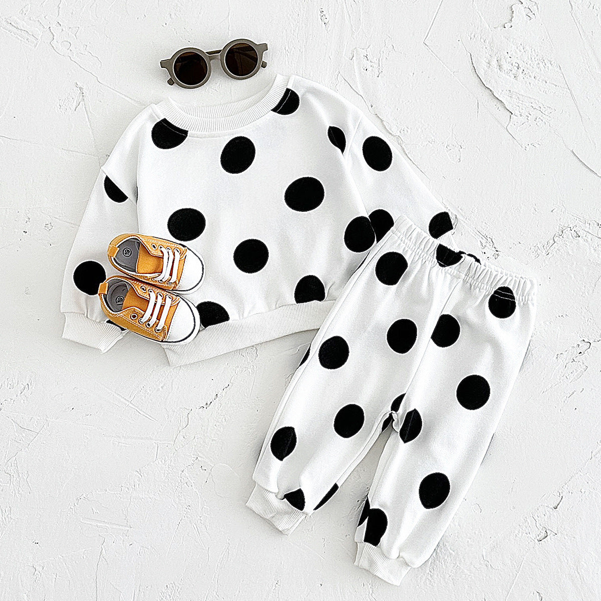 Children's Polka Dot Printed Sweater Suit