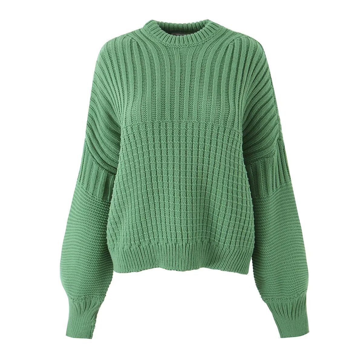 Women's Round Neck Texture Knitted Thickened Sweater Suit