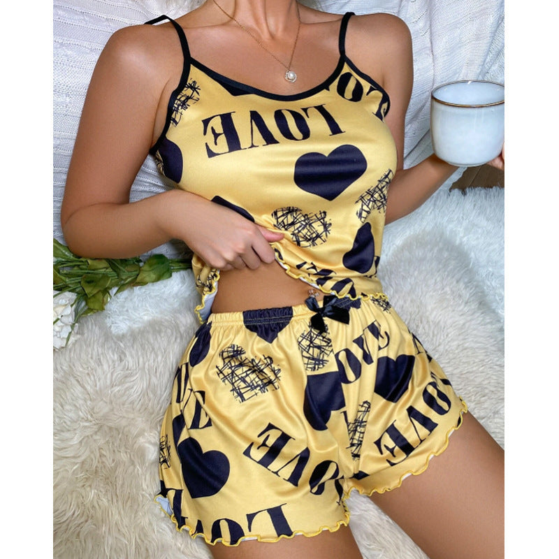 Thin Homewear Sexy Slip Dress Cartoon Cute Print