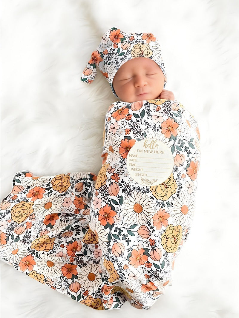 Printed Baby Wraparound Cloth Four-piece Set Suit