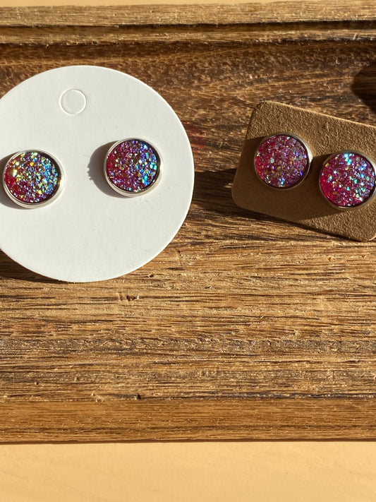 Pink Ice Druzy Earring