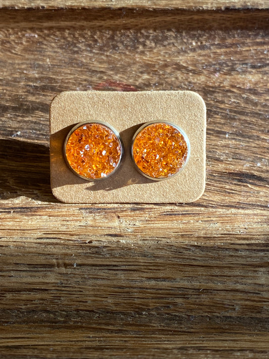 Orange Ice Druzy Earring