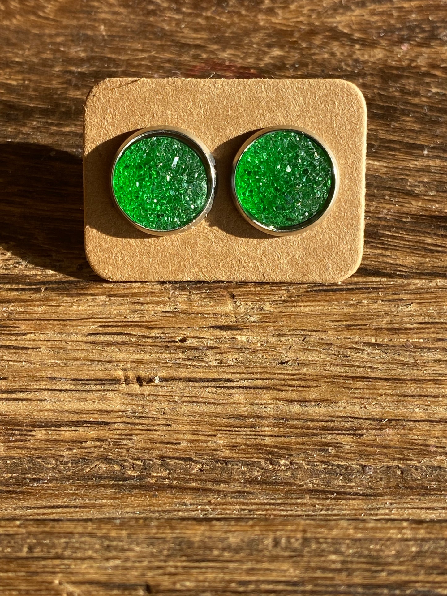 Green Druzy Earrings