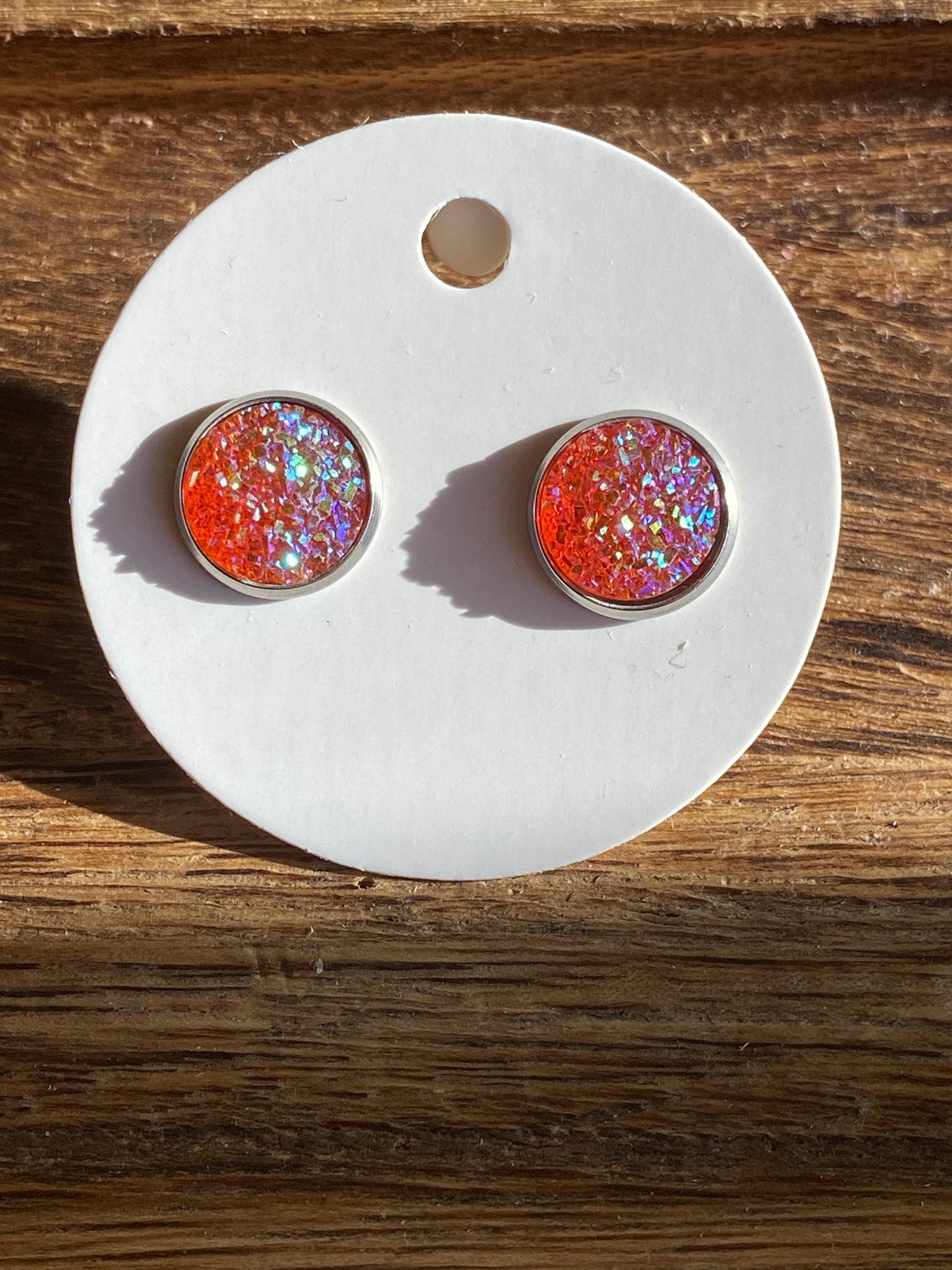 Peach Druzy Earring