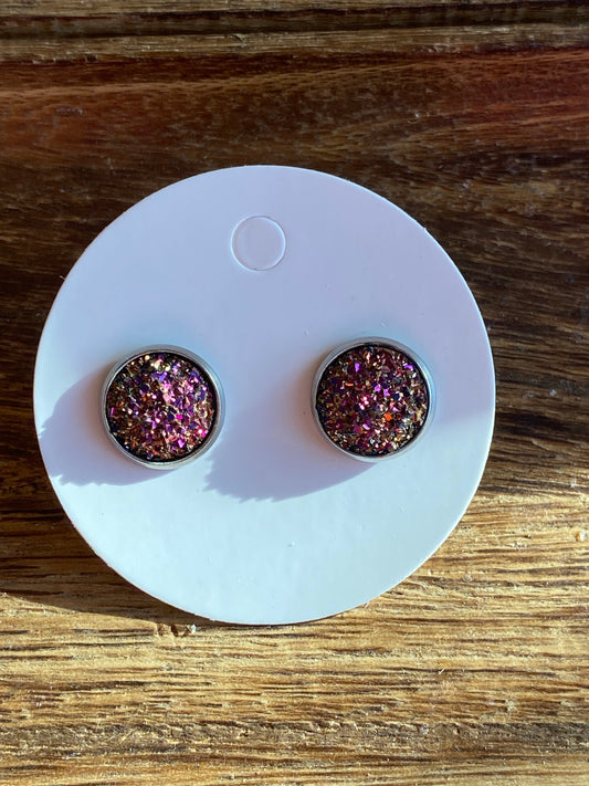 Bronze druzy Stud Earring