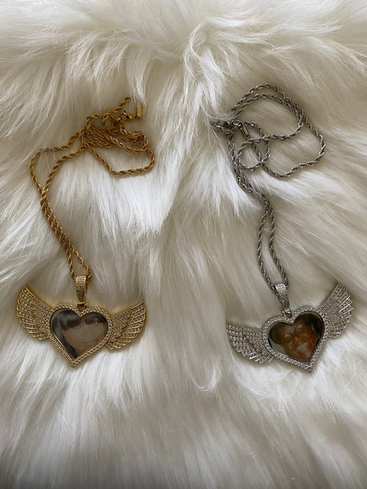 Bling Heart Wings Necklace