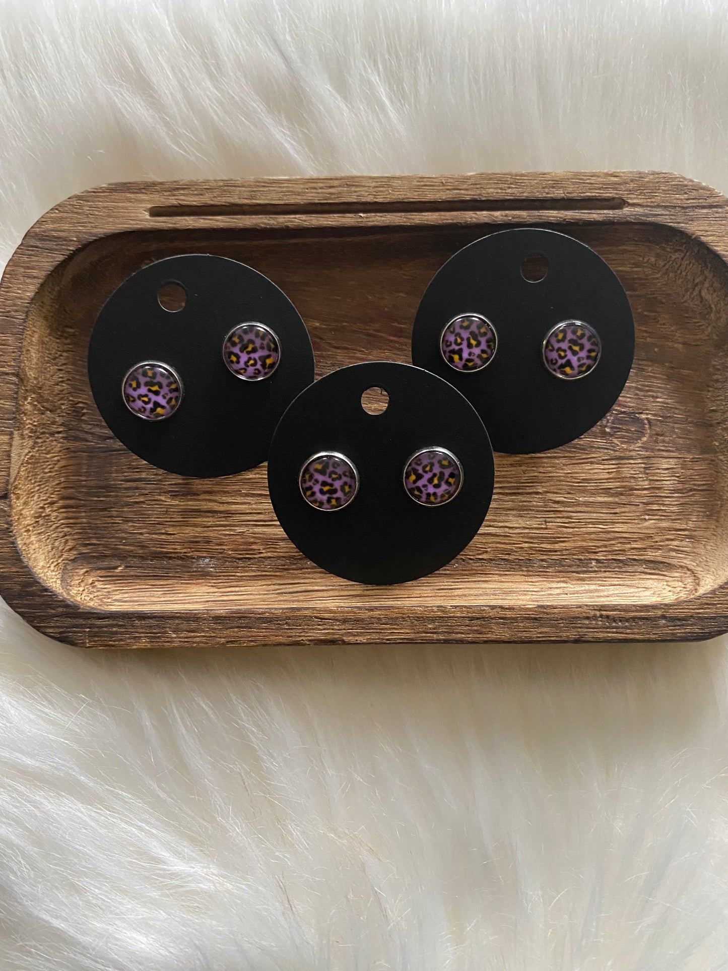 Purple Leopard Stud Earrings